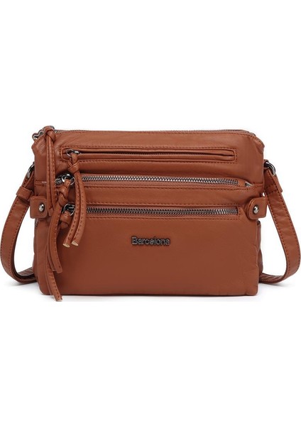 Yıkama Deri Askılı Kadın Postacı Çantası 21K Barcelona 1920