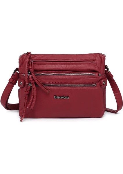 Yıkama Deri Askılı Kadın Postacı Çantası 21K Barcelona 1920