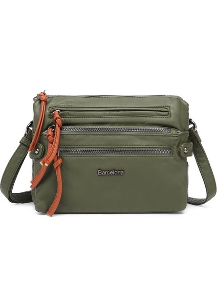Yıkama Deri Askılı Kadın Postacı Çantası 21K Barcelona 1920