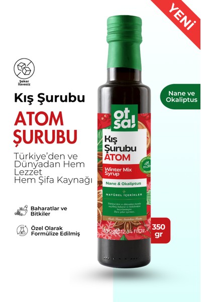 Atom Kış Şurubu Kozalak Pekmezi, Zencefil, Ekinezya ve Bitki Ekstraktları İçeren Doğal Karışım 350G