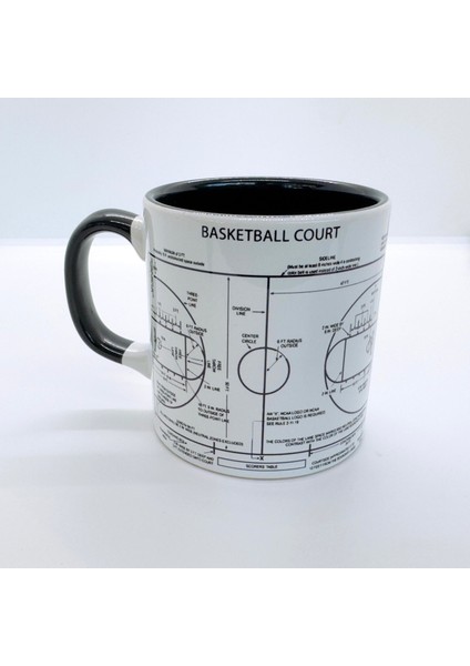 Basketball Court - Basketbol Sahası Siyah Kulplu Bardak