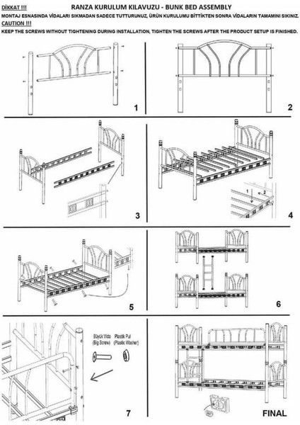 Imaj 3 Kişilik Ebeveyn 3'lü Metal Ranza Beyaz 90 x 200 / 140 x 200 modelleri