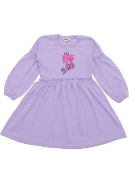 Kız Çocuk Elbise Barbie Baskılı