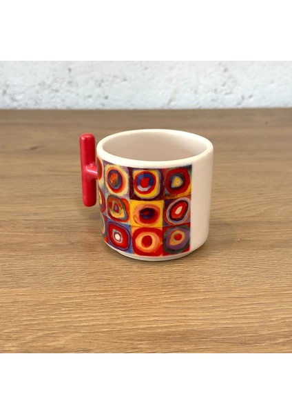 Color Study, Squares With Concentric Circles Kırmızı T Kulplu Bardak