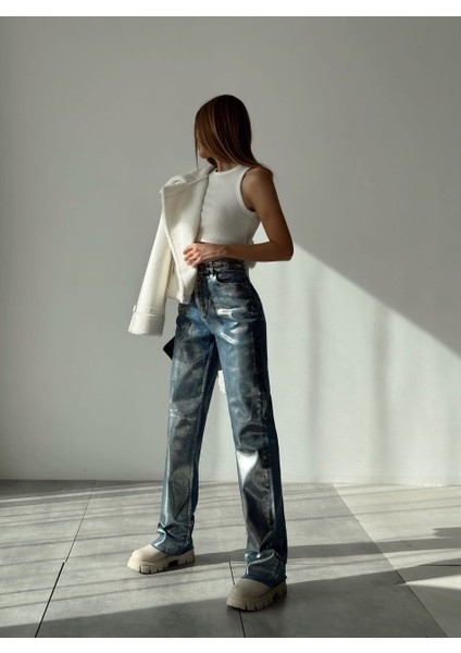 Varaklı Palazzo Kot Pantolon Jeans