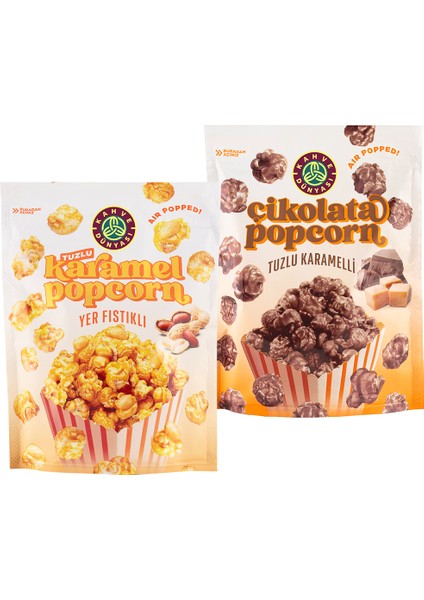 Bitter Çikolatalı Popcorn 80 gr - Yer Fıstıklı Popcorn 80 gr İkilisi