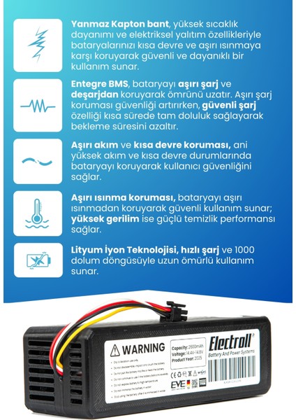 Samsung VR3MB77312K Robot Süpürge Bataryası 5200mah (ORJİNAL KAPASİTE) Robot Süpürge Pili modelleri
