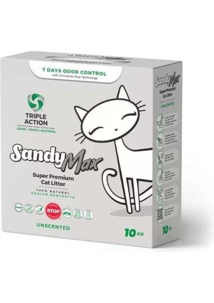 Max Triple Action Tozsuz Topaklanan Bentonit Doğal Kedi Kumu 10 kg