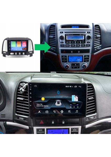 Hyundai Santa Fe - Araç Multimedya Ekran - 2gb 32GB - S - Black - 2006 - 2011 - 9 Inch - Hıgh Sound - Vsr