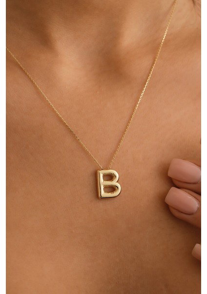 14 Ayar Altın B Harfi Balon Kolye
