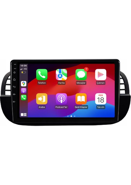 Fiat 500 - Araç Multimedya Ekran - 2gb 32GB - S - Black - 2008 - 2015 - 9 Inch - Hıgh Sound - Vsr modelleri