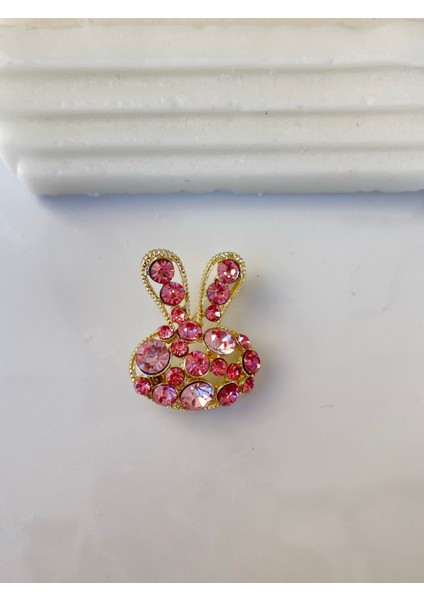 Pembe Taşlı Tavşan Broş