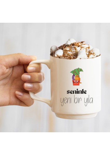 Kedicikli Yeni Bir Yıla Baskılı Kupa
