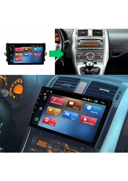 Toyota Auris - Araç Multimedya Ekran - 2gb 32GB - S - Black - 2007 - 2012 - 9 Inch - Hıgh Sound - Vsr