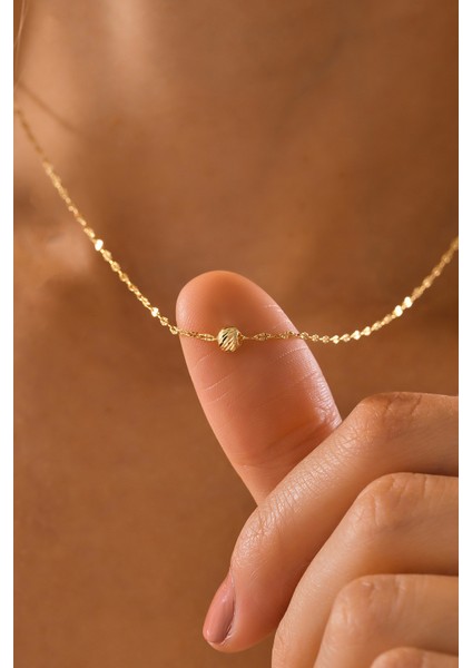 14 Ayar Altın Dorika Toplu Aynalı Zincir Kolye