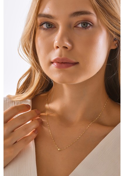 14 Ayar Altın Dorika Toplu Aynalı Zincir Kolye modelleri