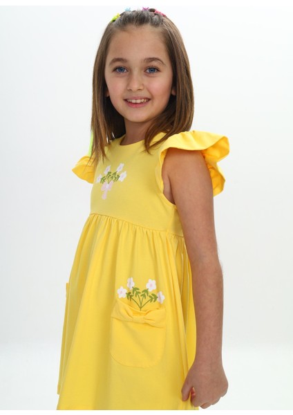 Kız Çocuk Cepli Çiçek Baskılı Elbise fırsatları