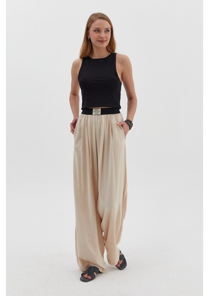 Beli Lastikli Palazzo Saten Pantolon modelleri