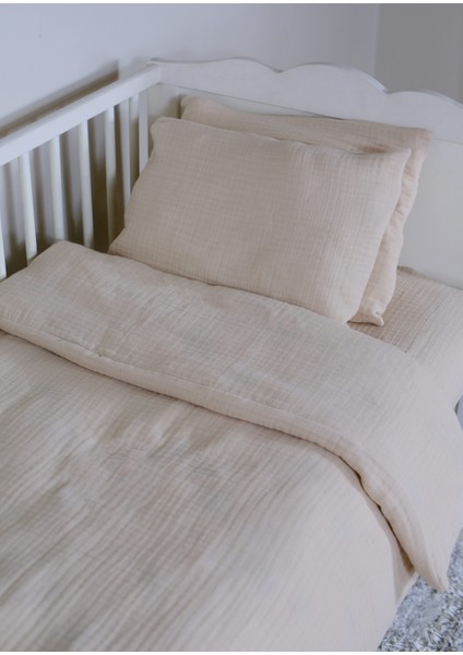 Muslin Bebek Nevresim Takımı 2 Yastık Kılıfı, Nevresim, Lastikli Çarşaf - Pamuk