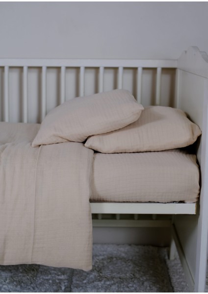 Muslin Bebek Nevresim Takımı 2 Yastık Kılıfı, Nevresim, Lastikli Çarşaf - Pamuk