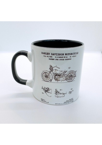 Harley Davidson Model 28B Motosiklet Siyah Kulplu Bardak