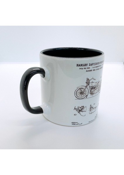 Harley Davidson Model 28B Motosiklet Siyah Kulplu Bardak