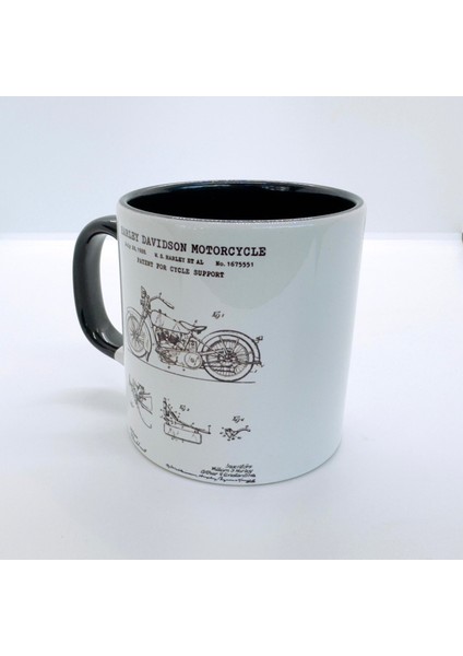 Harley Davidson Model 28B Motosiklet Siyah Kulplu Bardak