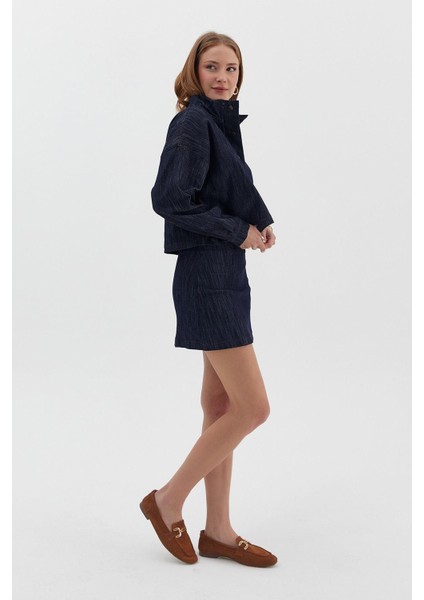 Fermuarlı Jean Mini Etek modelleri