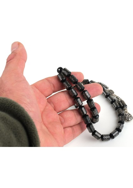 Kuka 925 Ayar Gümüş Çakım ve Püskül, Gümüş Nakkaş Imame Kapsül Kesim 8X12mm Tesbih modelleri