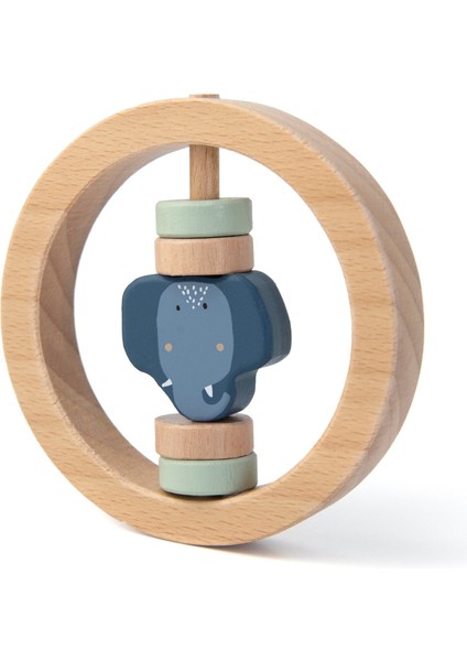 Trıxıe - Wooden Round Rattle-Mrs. Elephant