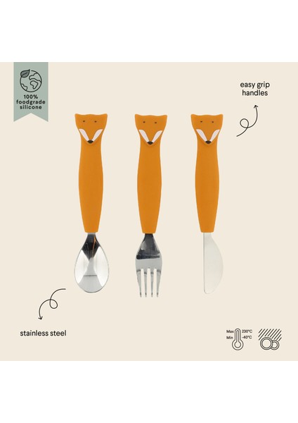 Trıxıe - Sılıcone Cutlery Set 3 (Pack)-Mr. Fox fiyatları