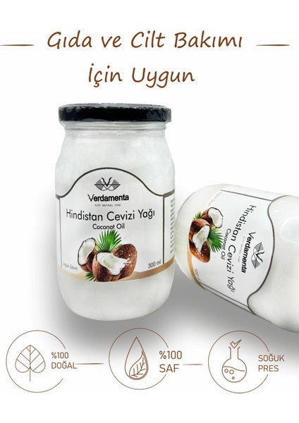 Doğal Soğuk Sıkım Hindistan Cevizi Yağı 300 gr