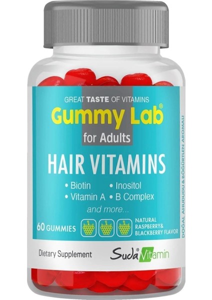 Gummy Hair Vitamin Biotin 5000mcg Ahududu ve Yaban Mersini Aromalı 60 Adet fiyatları