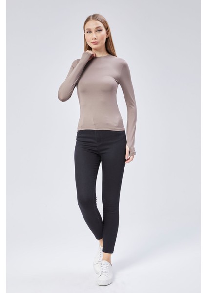 Basic Bisiklet Yaka Uzun Kollu Slim Fit Kadın Body T-Shirt fiyatları