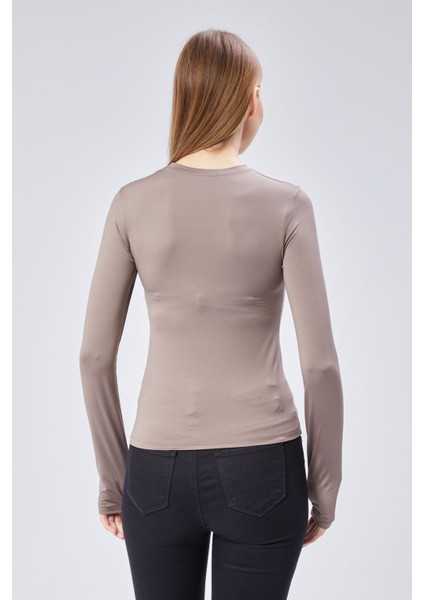 Basic Bisiklet Yaka Uzun Kollu Slim Fit Kadın Body T-Shirt indirimleri