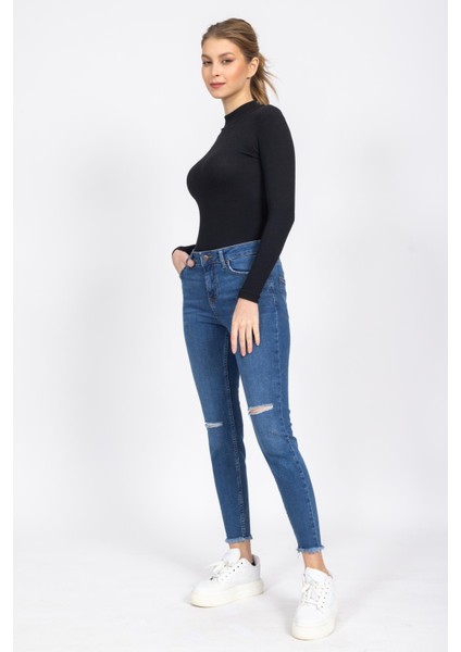 New Loık Bayan Kot Pantolon 18Y Kso Koyu Mavi