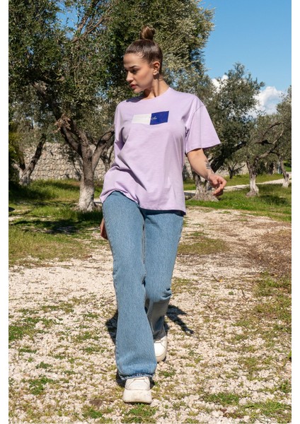 Kadın Oversize Fit Bisiklet Yaka Baskılı Kısa Kollu T-Shirt modelleri