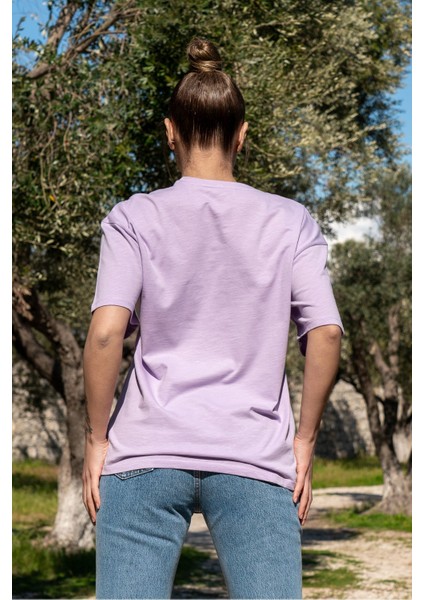 Kadın Oversize Fit Bisiklet Yaka Baskılı Kısa Kollu T-Shirt indirimleri