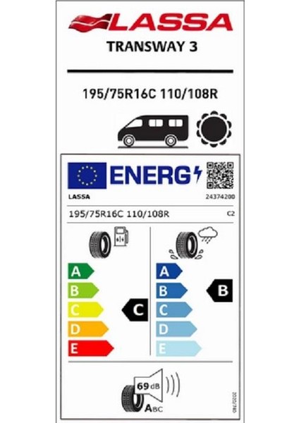 195/75 R16c 110/108r 10 Kat Transway 3 Hafif Ticari Yaz Lastiği (Üretim Yılı:2025 )