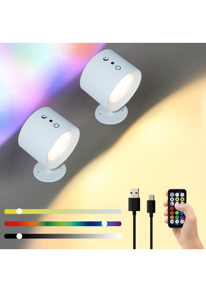 Akıllı Manyetik Duvar Lambası USB Üç Renk Sıcaklığı Kısılabilir Iç Mekan Duvar Lambası Uzaktan Kumandalı Gece Lambası (Yurt Dışından)