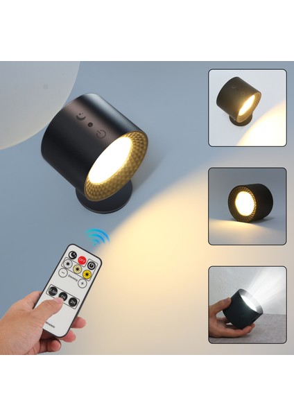 Akıllı Manyetik Duvar Lambası USB Üç Renk Sıcaklığı Kısılabilir Iç Mekan Duvar Lambası Uzaktan Kumandalı Gece Lambası (Yurt Dışından)