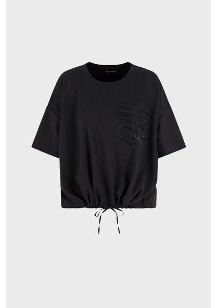 Pamuk Oversize Fit Bisiklet Yaka Tek Cepli T Shirt Bayan T Shirt EW000891 AF12545 UC001