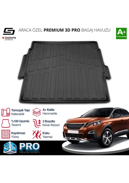 Peugeot 3008 3D Pro Bagaj Havuzu Üst Bagaj 2016-2023