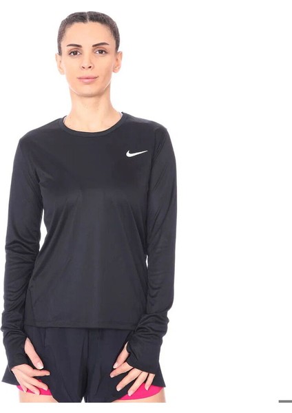 Miler Top Ls Kadın Siyah Koşu Uzun Kollu Tişört AJ8128-010