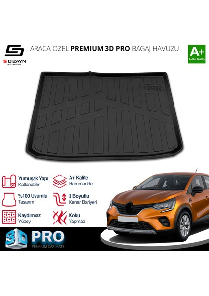 Renault Captur 3D Pro Bagaj Havuzu Üst Bagaj 2019 Üzeri