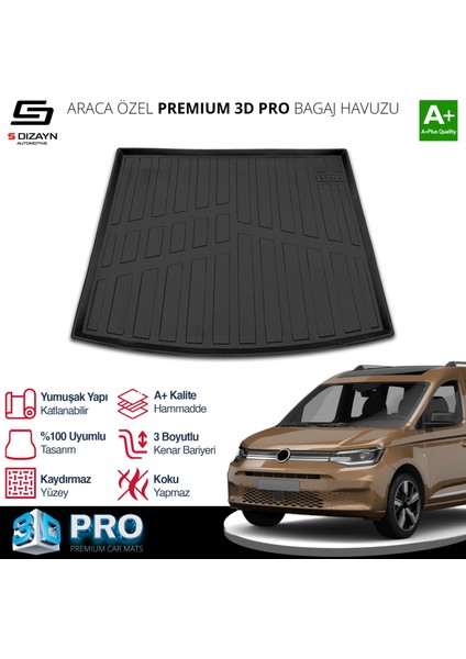 Vw Caddy 3D Pro Bagaj Havuzu 2020 Üzeri A+ Kalite