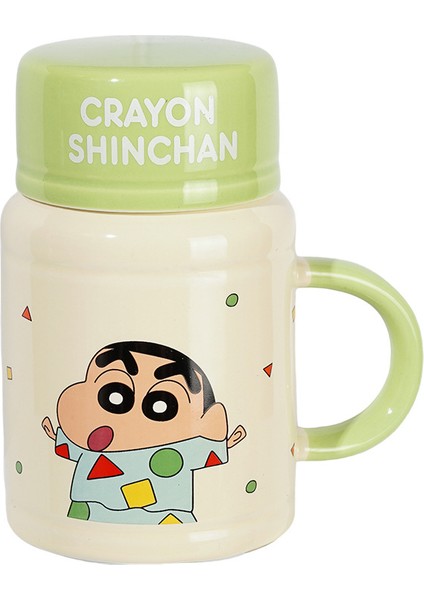 Crayon Shin-Chan Seramik Kupa Kapaklı Büyük Kapasiteli Kupa (Yurt Dışından)