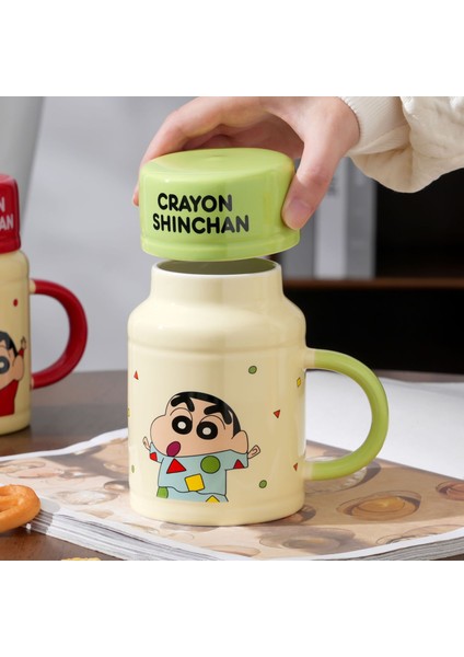 Crayon Shin-Chan Seramik Kupa Kapaklı Büyük Kapasiteli Kupa (Yurt Dışından)