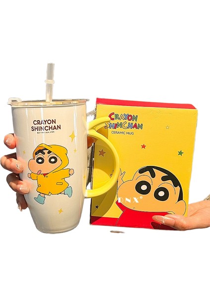 Crayola Seramik Kapaklı Kupa Kahvaltılık Pipetli Kupa (Yurt Dışından)