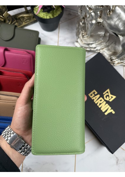 Deri Kadın Kartlıklı Kağıt & Bozuk Para Bölmeli Çok Gözlü Şık Yeşil Kartlık Cüzdan 38724 fırsatları